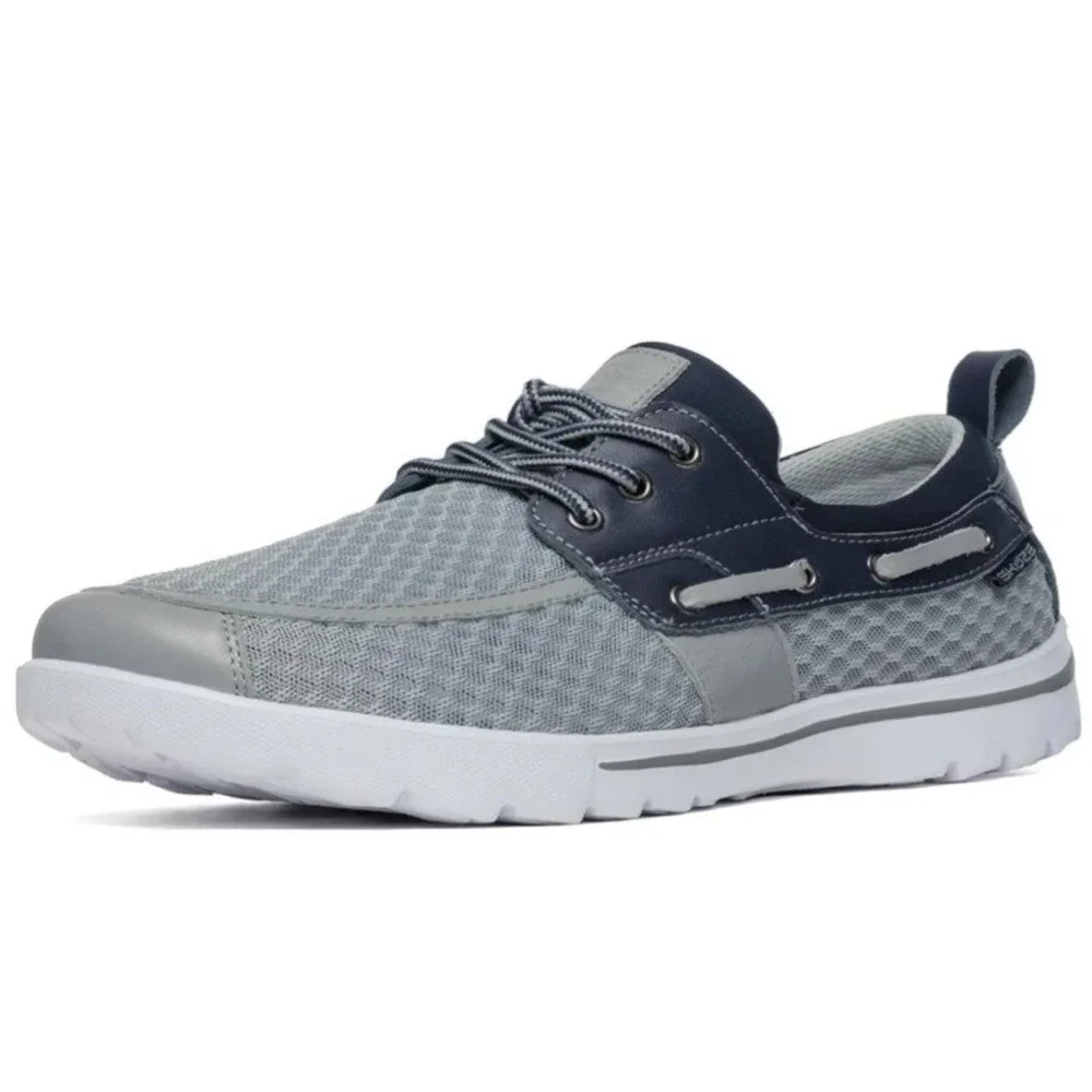 Skuze Del Marina Mens Boat Shoes Grey Navy Blue Mesh Lightweight Size 6